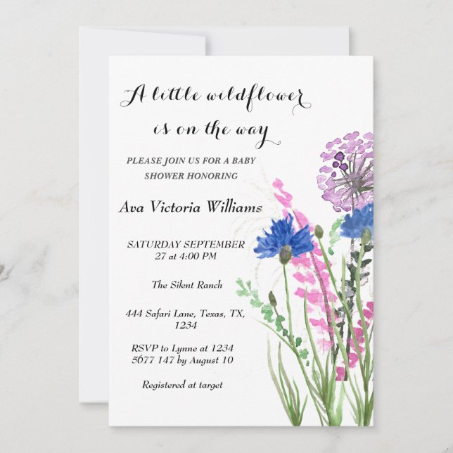 A Little Wildflower Girl Baby Shower Cornflowers  Invitation (Front)