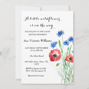 A Little Wildflower Girl Baby Shower Cornflowers  Invitation