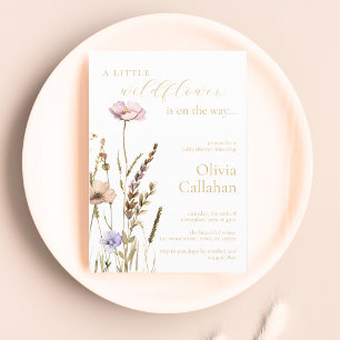 A Little Wildflower Girl Baby Shower Elegant Invitation