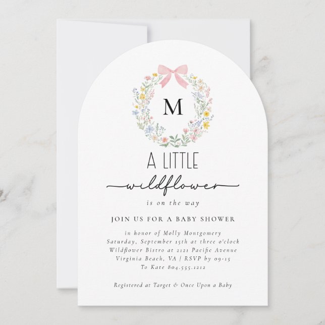 A Little Wildflower Girl Baby Shower  Invitation (Front)