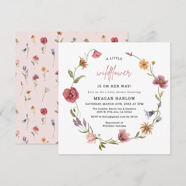 A Little Wildflower Girl Baby Shower Invitation (Front/Back)