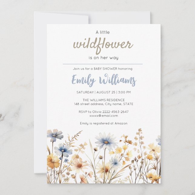 A Little Wildflower Girl Baby Shower Invitation (Front)