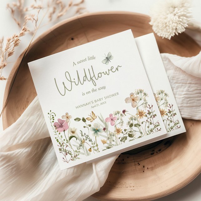A Little Wildflower Girl Baby Shower Napkin (Creator Uploaded)