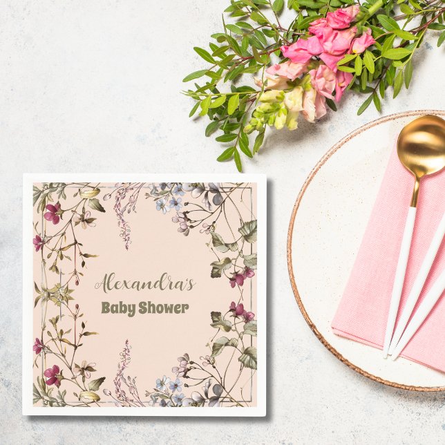 A Little Wildflower Girl Baby Shower Napkin (Creator Uploaded)
