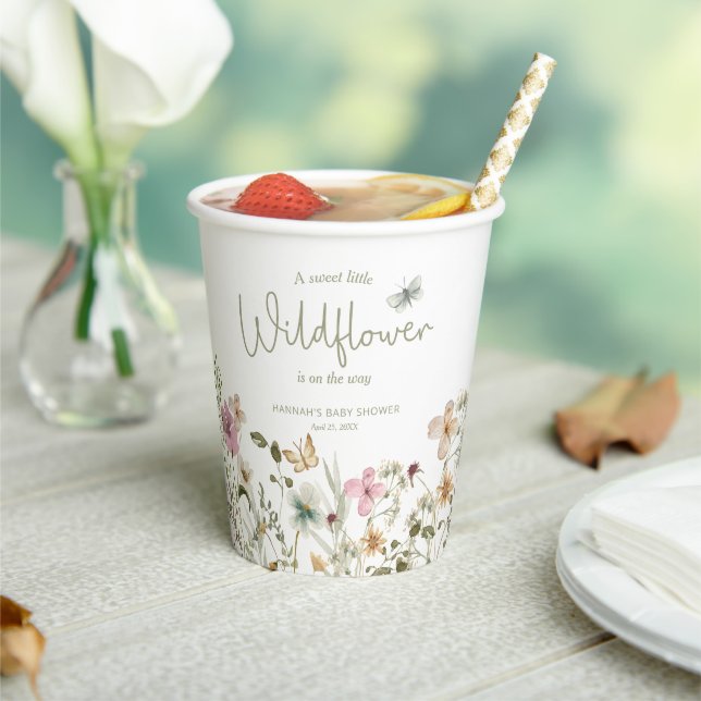 A Little Wildflower Girl Baby Shower Paper Cups (Insitu)
