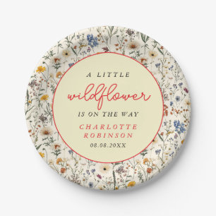 A Little Wildflower Girl Baby Shower Paper Plate