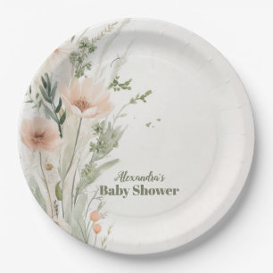 A Little Wildflower Girl Baby Shower Paper Plate