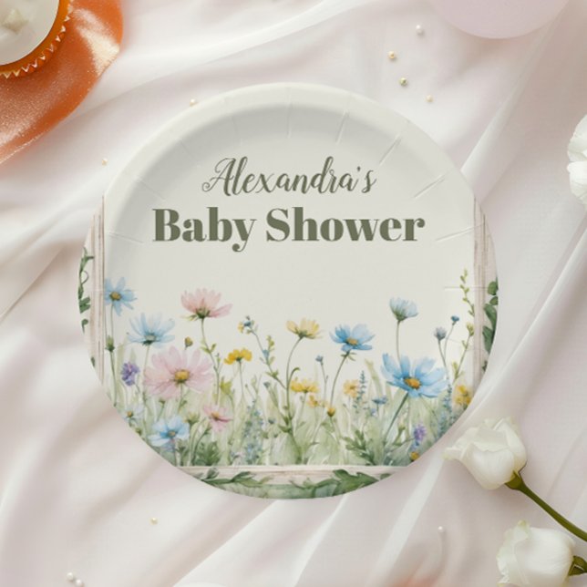 A Little Wildflower Girl Baby Shower  Paper Plate (Creator Uploaded)