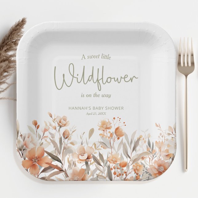 A Little Wildflower Girl Baby Shower Paper Plate (Creator Uploaded)