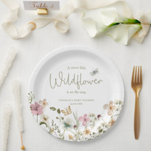 A Little Wildflower Girl Baby Shower Paper Plate