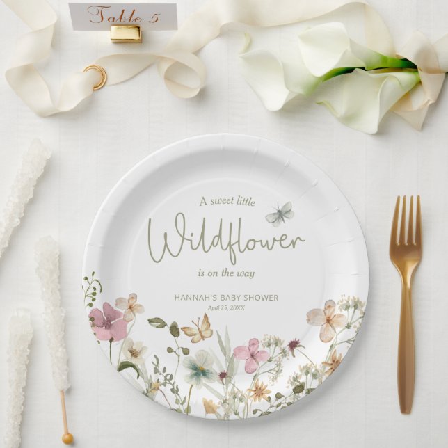 A Little Wildflower Girl Baby Shower Paper Plate (Wedding)