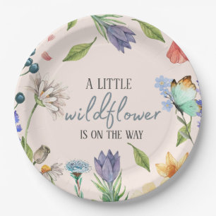 A Little Wildflower Girl Baby Shower Pink Paper Plate