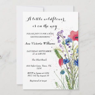 A Little Wildflower Girl Baby Shower Poppies  Invitation