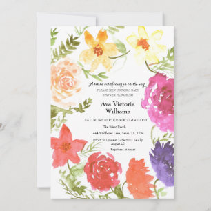 A Little Wildflower Girl Baby Shower Wreath Invitation