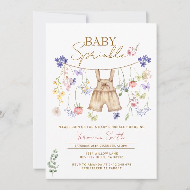 A Little Wildflower Girl Baby Sprinkle  Invitation (Front)