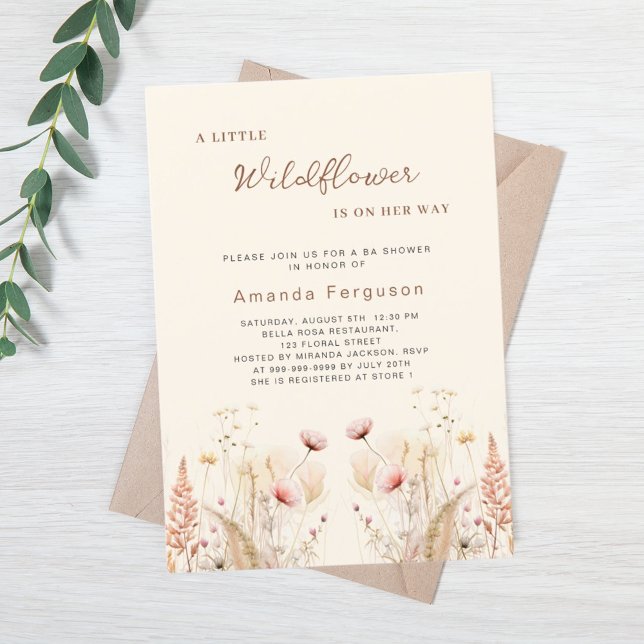 A little wildflower girl boho Baby Shower Invitation (Creator Uploaded)