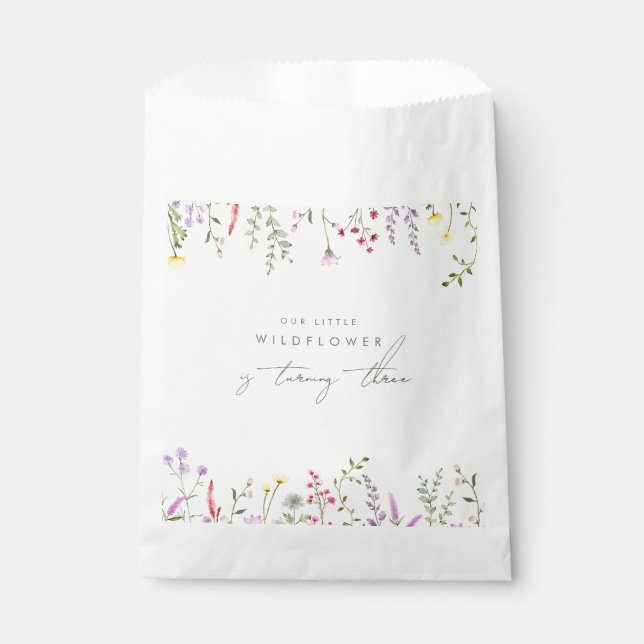 A Little Wildflower Girls Floral Birthday Party  Favour Bags (Front)