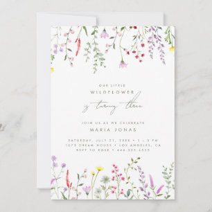 A Little Wildflower Girls Floral Birthday Party Invitation