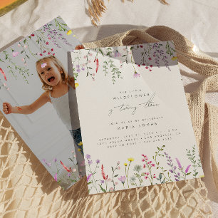 A Little Wildflower Girls Floral Birthday Party Invitation