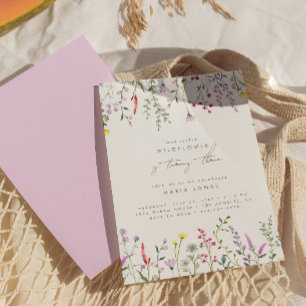 A Little Wildflower Girls Floral Birthday Party Invitation