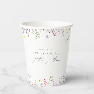 A Little Wildflower Girls Floral Birthday Party Paper Cups