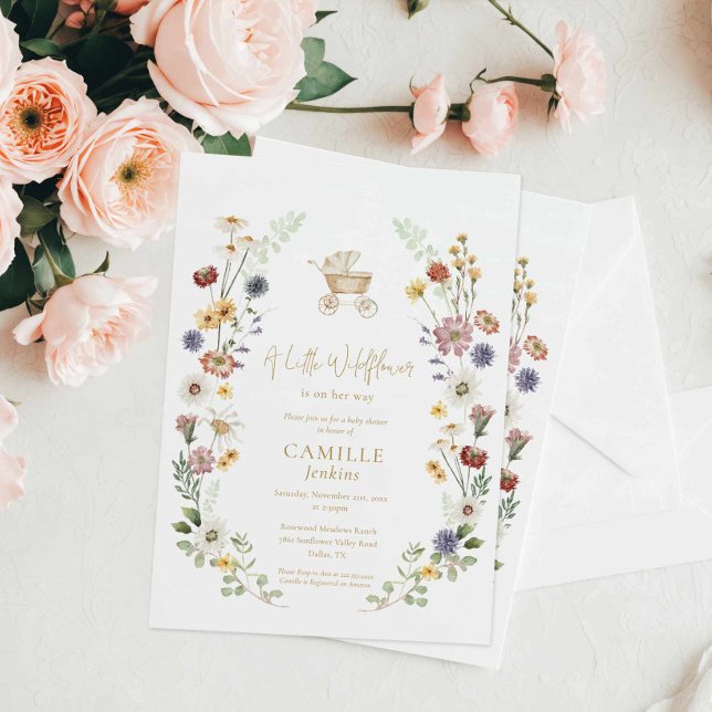 A Little Wildflower  Invitation (Wildflower A little Wildflower Baby Shower Invitation)