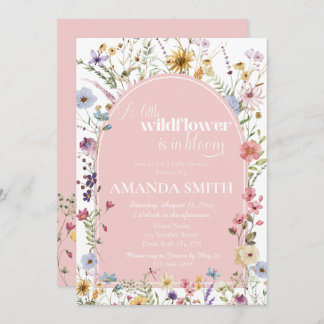 A Little Wildflower is in Bloom Floral Baby Shower Invitation