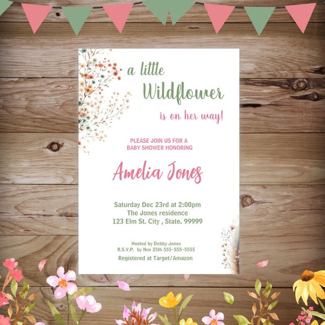 A Little Wildflower is on her way Baby Shower  Invitation (Creator Uploaded)