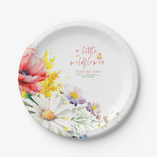 A Little Wildflower Is On Her Way Cute Baby Shower Paper Plate
