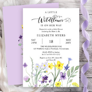 A Little Wildflower Is On Her Way Girl Baby Shower Invitation