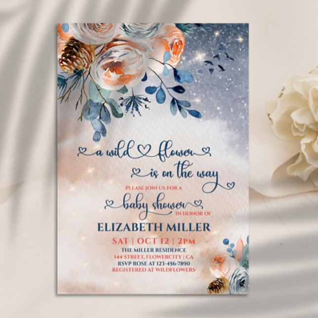 A Little Wildflower Is On Her Way Girl Baby Shower Invitation (Creator Uploaded)