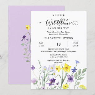 A Little Wildflower Is On Her Way Girl Baby Shower Invitation
