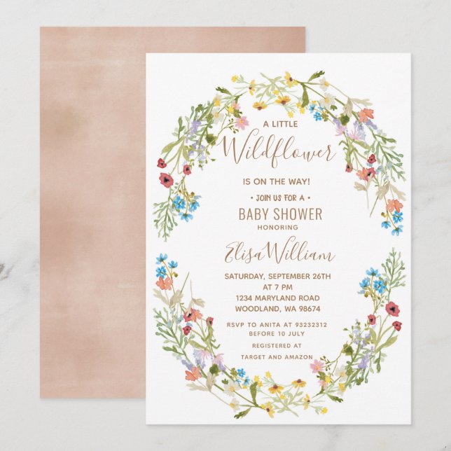 A little Wildflower is on the way Baby Shower  Inv Invitation (Front/Back)