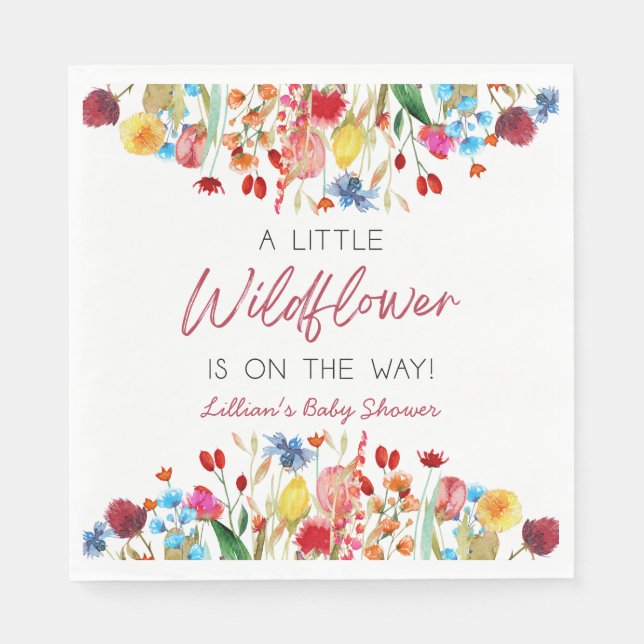 A Little Wildflower Is On The Way Baby Shower Napkin (Front)