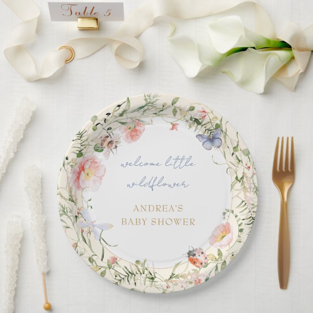 A Little Wildflower Is On The Way Baby Shower  Pap Paper Plate (Wedding)