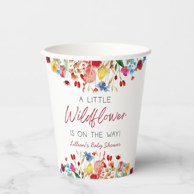 A Little Wildflower Is On The Way Baby Shower Paper Cups (Front)