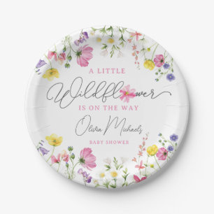 A Little Wildflower Is On The Way Baby Shower Paper Plate
