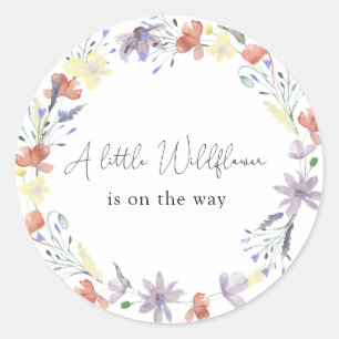 A Little Wildflower is on the way Classic Round Sticker