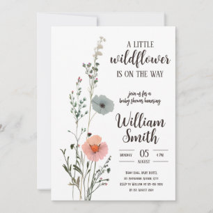A Little Wildflower is on the Way - Editable Baby  Invitation