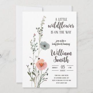 A Little Wildflower is on the Way - Editable Baby  Invitation