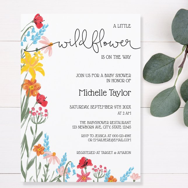 A Little Wildflower is on the Way Gender Neutral Invitation (Creator Uploaded)