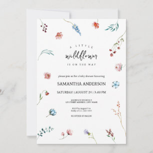 A Little Wildflower is on the way Girl Baby Shower Invitation