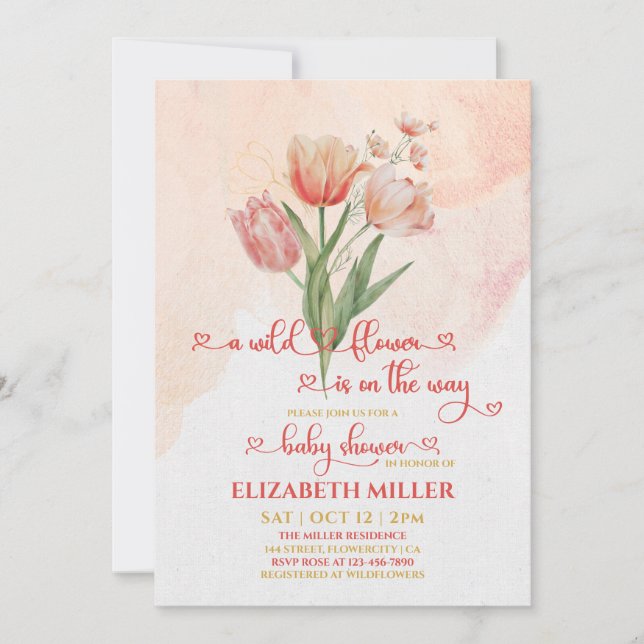 A Little Wildflower Is On The Way Girl Baby Shower Invitation (Front)