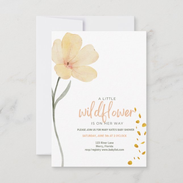 A little wildflower is on the way invitation (Front)