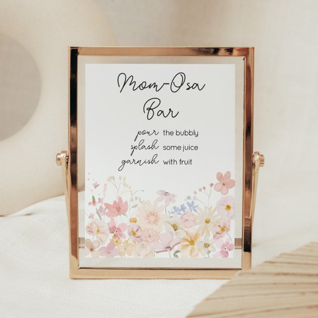 A Little Wildflower Is On The Way Mum Osa Bar Poster (Floral Little Wildflower Is On The Way Baby Shower Mom Osa Bar)