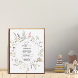 A little wildflower is on the way watercolor Baby Invitation