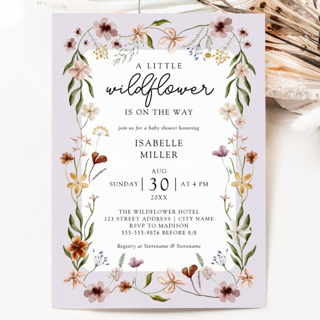 A Little Wildflower Lilac Girl Baby Shower Invitation (Creator Uploaded)