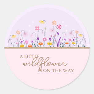 A Little Wildflower Modern Delicate Baby Shower Classic Round Sticker
