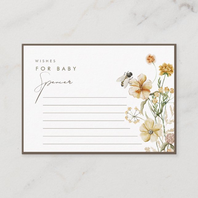 A Little Wildflower Neutral Wishes for Baby Advice Card (Front)