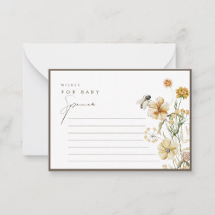 A Little Wildflower Neutral Wishes for Baby Advice Card